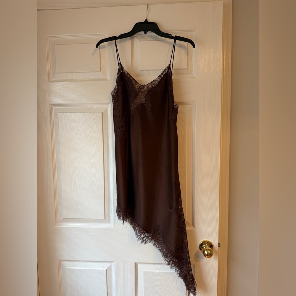 Zara Chocolate Asymmetrical Lace Dress